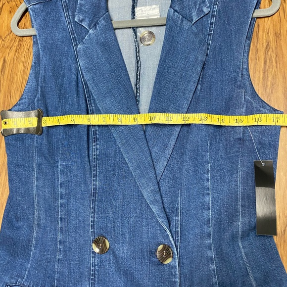 VENUS Denim Mini Dress with Pleated White Hem - Picture 6 of 10